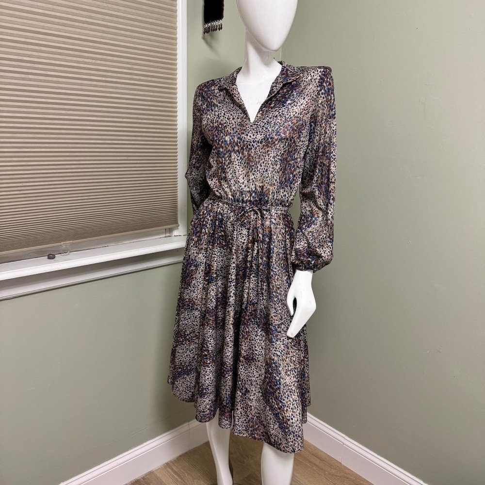 Vintage 1980s InRoads Abstract Dot Print Midi Dress‎